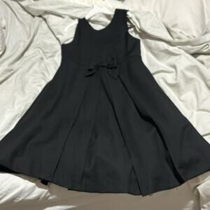 Janie&Jack 6 black fitted torso bow waist polyester wool lined dress euc